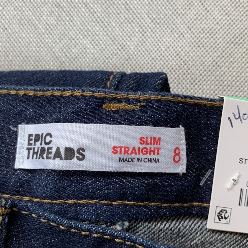 Epic Threads Big Boys Rip and Repair Slim Straight Denim Jeans Size 8 - Picture 6 of 11
